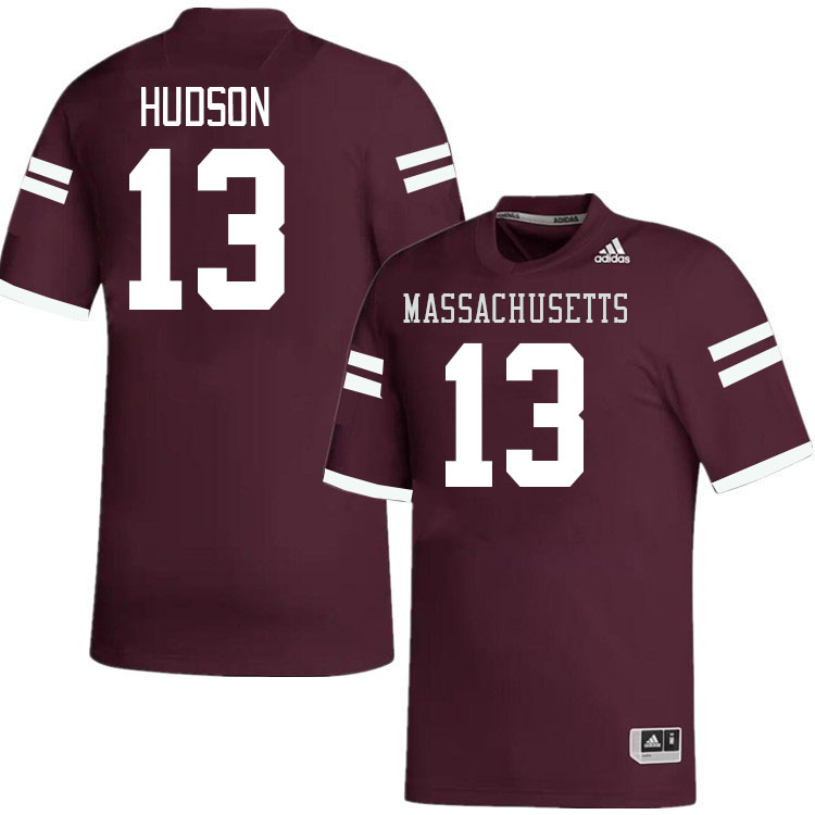 Massachusetts Minutemen #13 Jaylen Hudson College Football Jerseys Stitched-Maroon